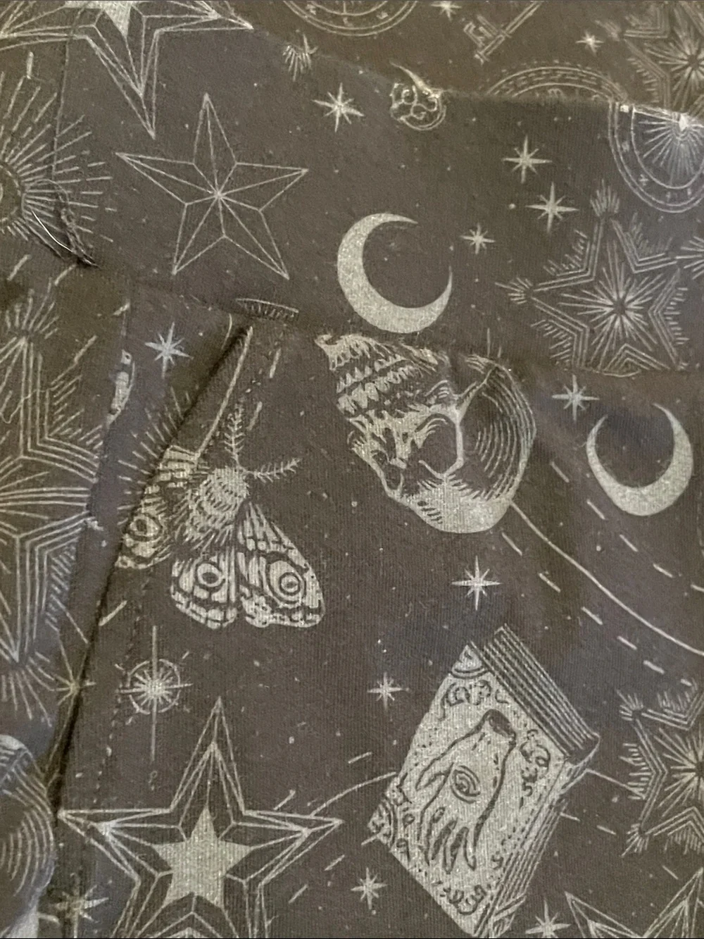 Black Moon & Skull Print Pocket Bike Shorts D28